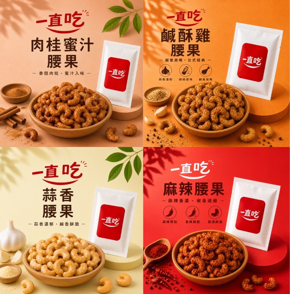 一直吃｜搖搖腰果系列 堅果隨手包 每日堅果包 烘培堅果 健身 下午茶 旅遊 試吃包